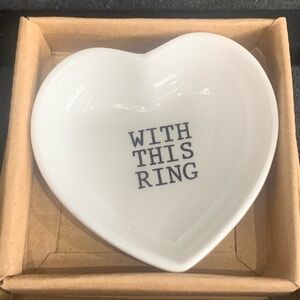Mud Pie With This Ring Heart Shaped Small Ceramic Jewelry Trinket Dish Brand New